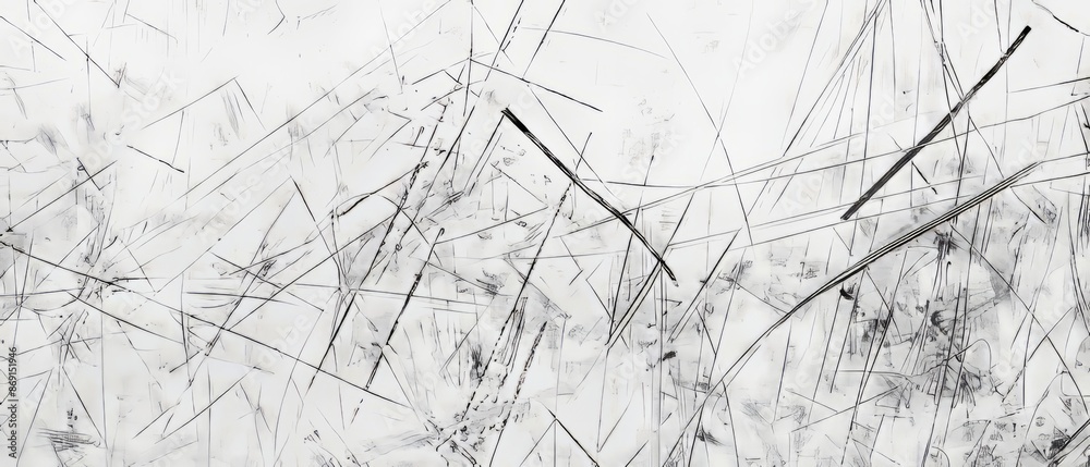 Obraz premium Pencil sketch style, panoramic close-up, high detail scan of worn concrete, on white background, Generative AI