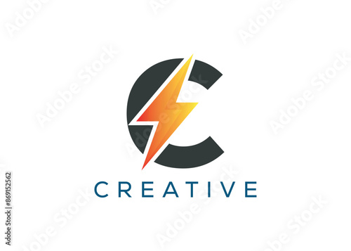 Free Download Minimal and professional Letter C thunder logo design template - GFXLoad