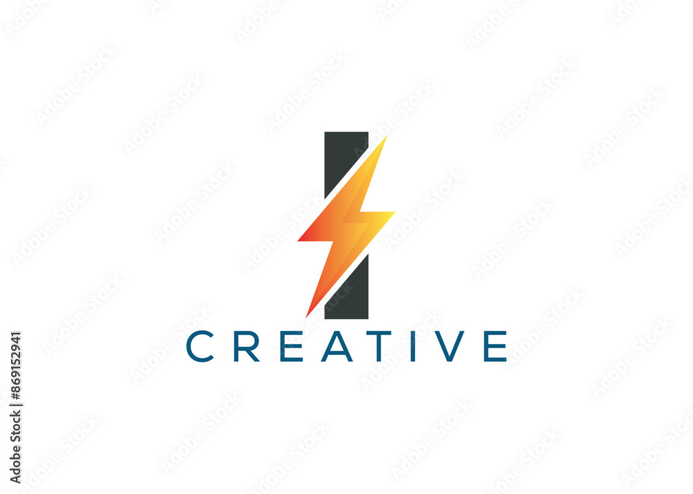 Minimal and professional Letter I thunder logo design template Minimal and professional Letter I thunder logo design template