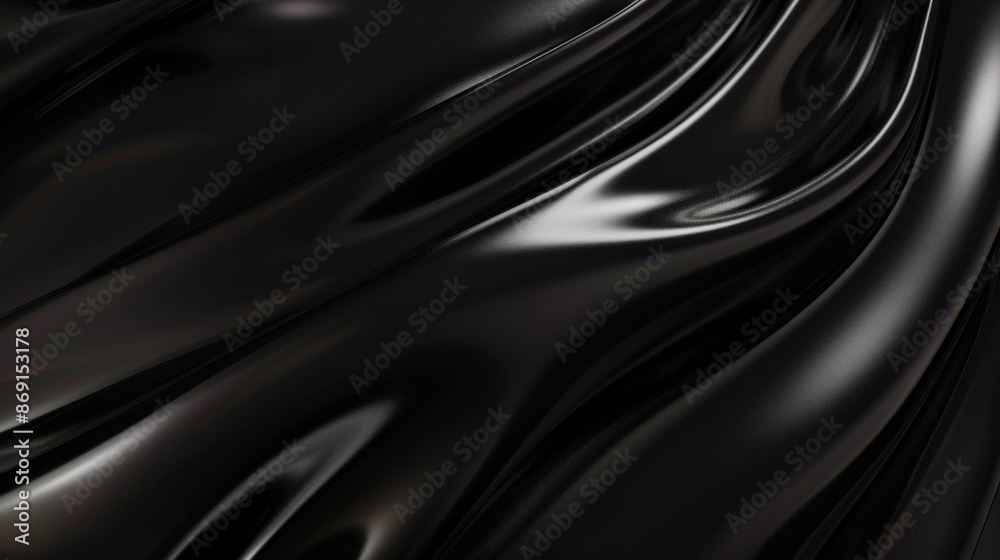 Fototapeta premium Smooth flowing black wave textures with highlights
