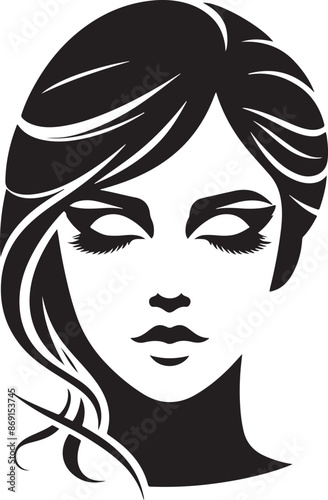 Woman beauty face silhouette vector illustration on transparent background