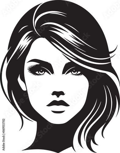 Woman beauty face silhouette vector illustration on transparent background