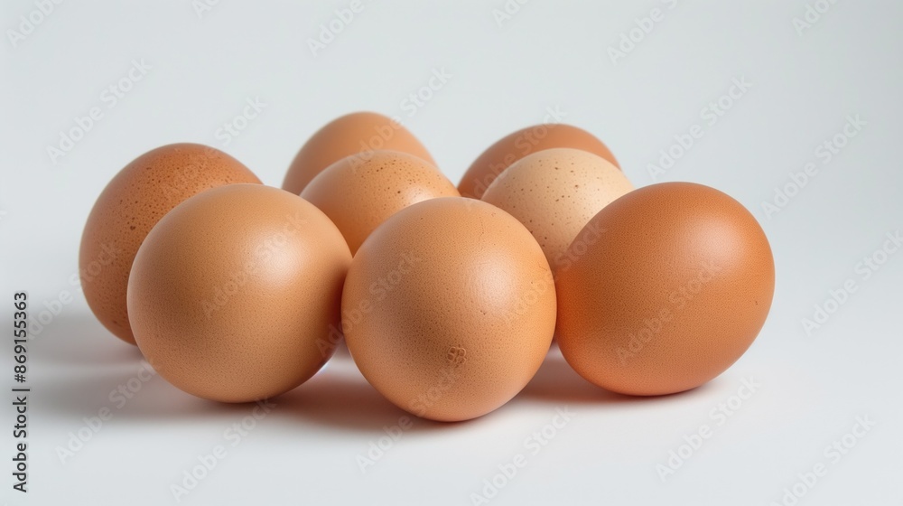 Eight brown eggs isolated on white studio background Eight brown eggs isolated on white studio background