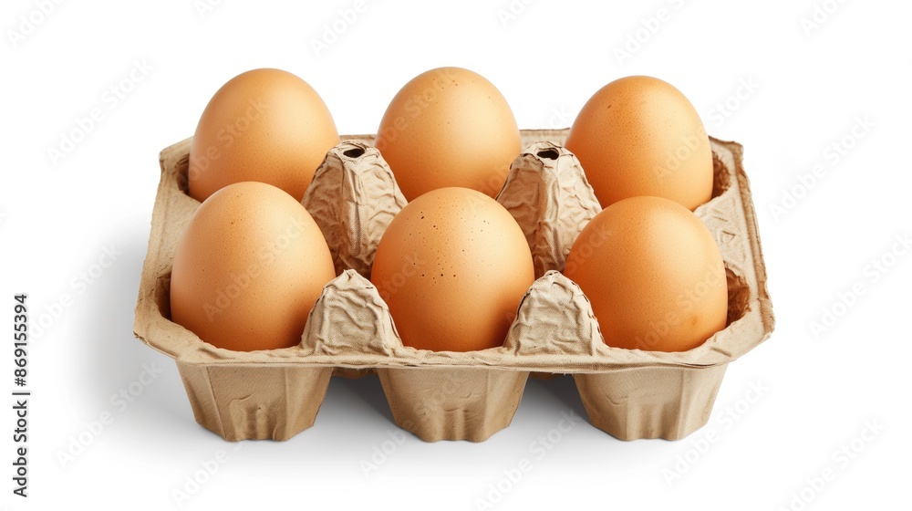 Eggs in cardboard packaging isolated on white close up photo Eggs in cardboard packaging isolated on white close up photo