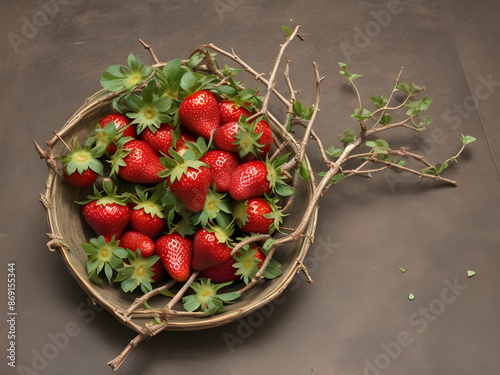 basket of fresh strawberries strawberry, fruit, basket, food, berry, ripe, red, sweet, dessert, fresh, isolated, strawberries,Ai generated 