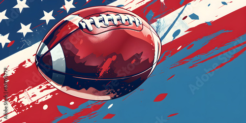 American football with American flag banner American football with USA flag banner American football banner American football background rugby banner design photo