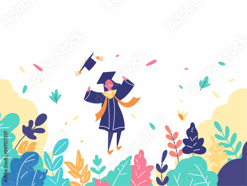 Animated Vector Art of a Graduate Celebrating with Cap Toss: Ready for Success