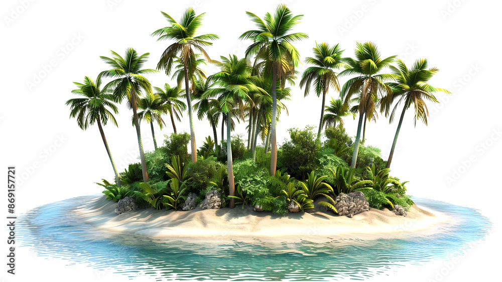 Obraz premium Palm tree island isolate on white background