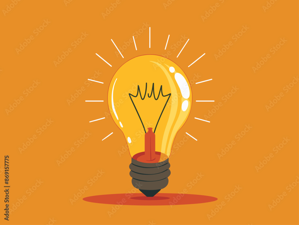 Animated Flat Bulb: The Power of Ideas Radiating Innovation and Inspiration Animated Flat Bulb: The Power of Ideas Radiating Innovation and Inspiration