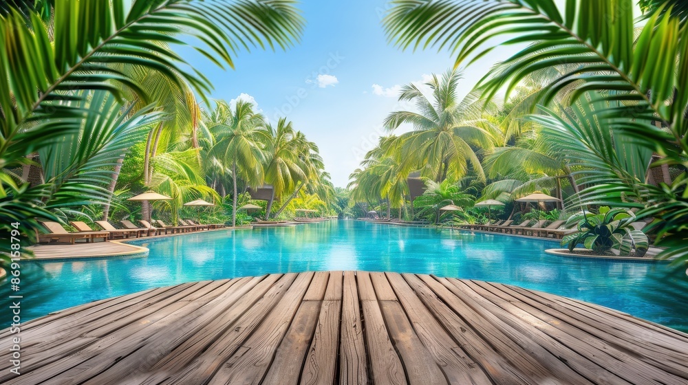 Fototapeta premium Tropical Paradise: Relaxing by the Pool