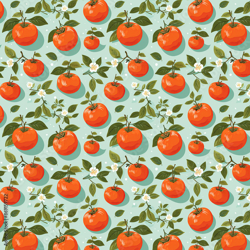 Illustration of an persimmon as a pattern. Created with generative AI