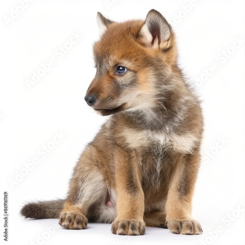 baby wolf isolated on white background, high quality  © DigitArt