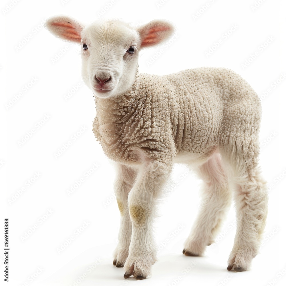 Fototapeta premium little lamb isolated on white