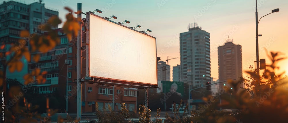 Blank White Paper Frame Billboard in Urban Setting for Outdoor Advertising Copy Space Blank White Paper Frame Billboard in Urban Setting for Outdoor Advertising Copy Space