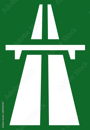 Illustration of green and white highway road sign. Illustration made July 1st, 2024, Zurich, Switzerland.