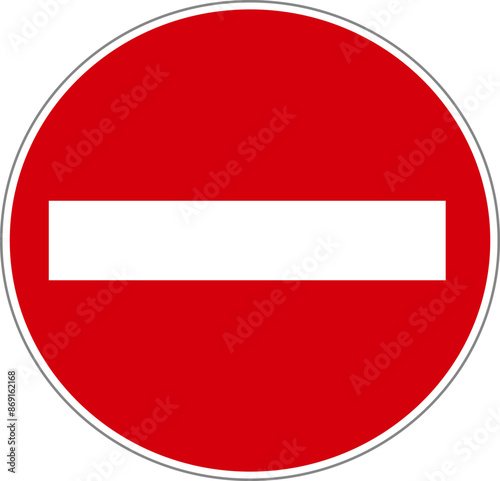 Illustration of red and white no entry road sign. Illustration made July 1st, 2024, Zurich, Switzerland.
