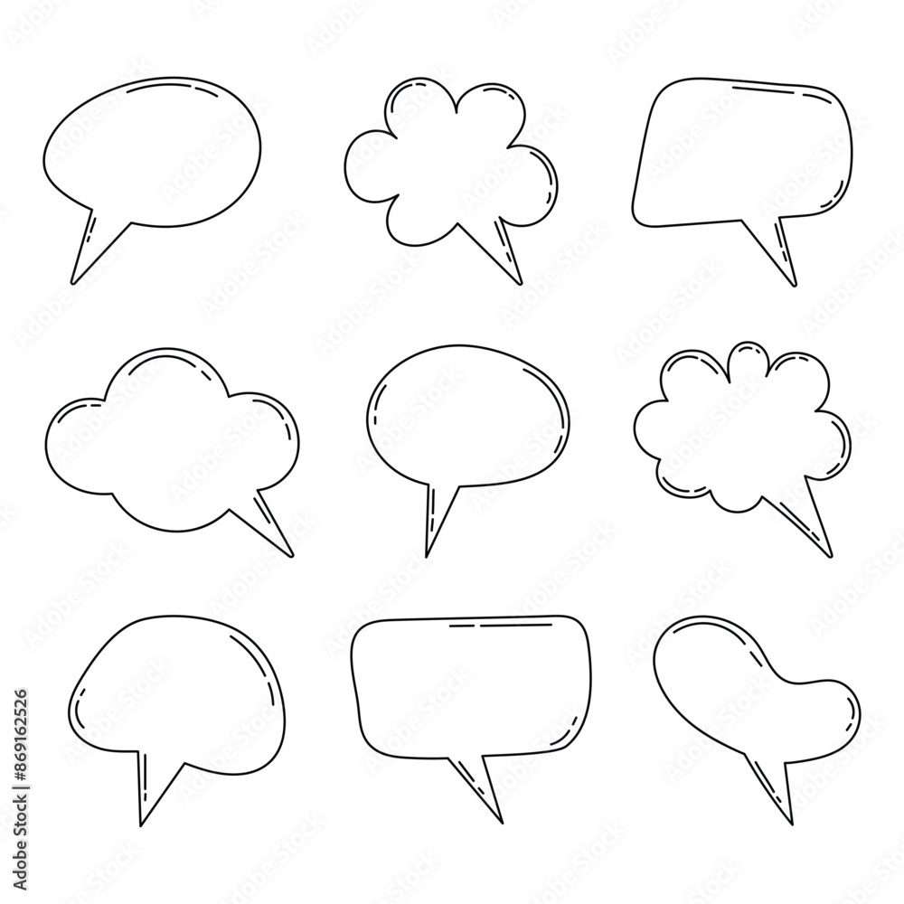 Hand drawn outline speech bubbles collection Hand drawn outline speech bubbles collection