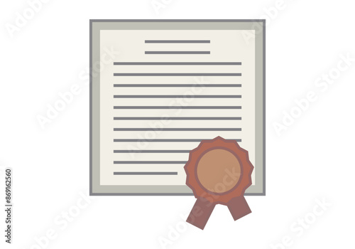 Diploma o contrato con sello rojo
