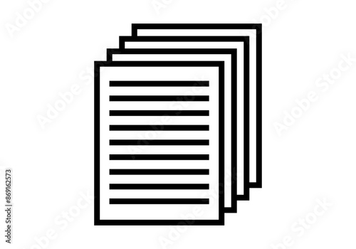 Icono negro de pila de documentos en fondo blanco
