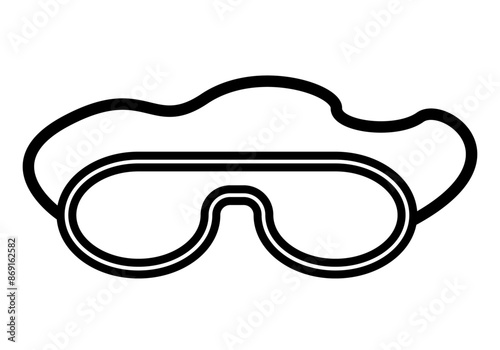 Icono negro de gafas de buceo en fondo blanco