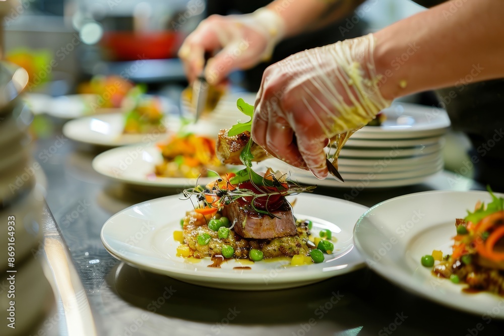 Professional Photography of Chef Plating Meals, presenting beautifully plated dishes by the chef, demonstrating culinary presentation, Generative AI Professional Photography of Chef Plating Meals, presenting beautifully plated dishes by the chef, demonstrating culinary presentation, Generative AI