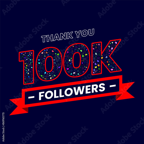Thank You 100K Followers Banner with Vibrant and Colorful Decorative Elements