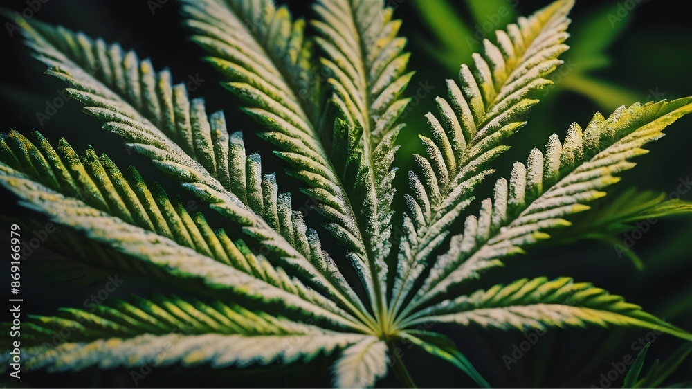 Cannabis mildew disease, cannabis leaf, Powdery mildew is a fungal disease that causes a white powdery coating to form on the leaves and stems of cannabis plants. Cannabis mildew disease, cannabis leaf, Powdery mildew is a fungal disease that causes a white powdery coating to form on the leaves and stems of cannabis plants.