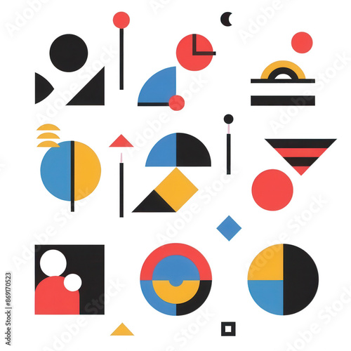 Set of minimalist geometric shapes in bold colors on a white background for trendy designs Free Download Set of minimalist geometric shapes in bold colors on a white background for trendy designs - GFXLoad