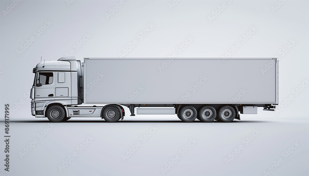 White Long Truck Model Mockup in Studio Setting White Long Truck Model Mockup in Studio Setting