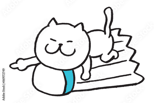 バドミントンをするかわいい猫のキャライラスト