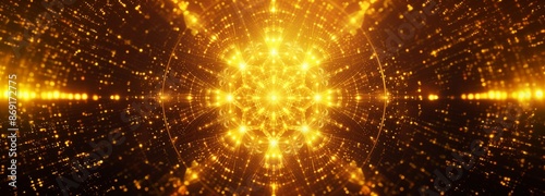 黄金の放射光が輝く幻想的な背景
