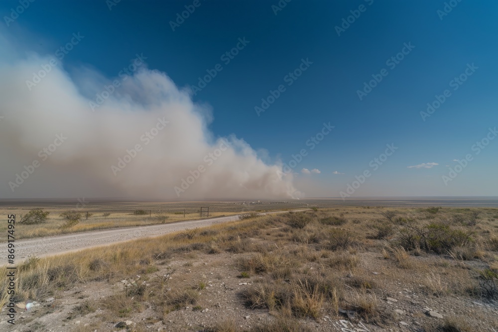 Timelapse of dramatic dust storm engulfing clear blue sky with dynamic motion and changing weather phenomena Timelapse of dramatic dust storm engulfing clear blue sky with dynamic motion and changing weather phenomena