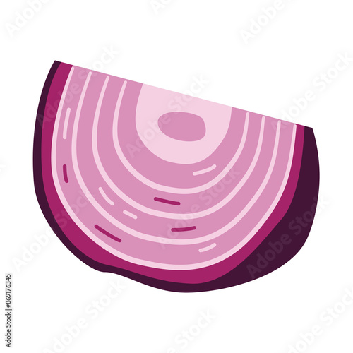 Vector Design of Sliced of Fresh Raw Red Onion Food Vegetable