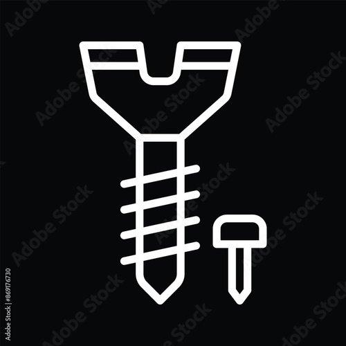 Black and White Screw and Nails Icon