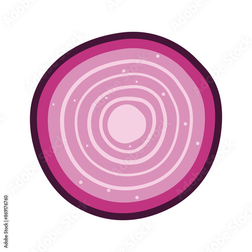 Vector Design of Circle Sliced of Fresh Raw Red Onion Food Vegetable