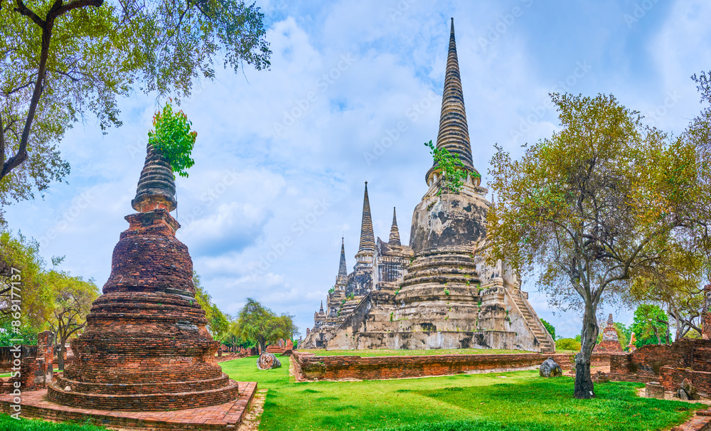 Fototapeta premium Wat Phra Si Sanphet archaeological site, Ayutthaya, Thailand