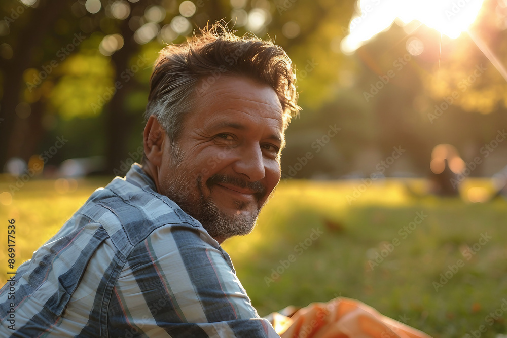 Obraz premium Generative AI picture of delightful picnic nature park bbq family friends couple together