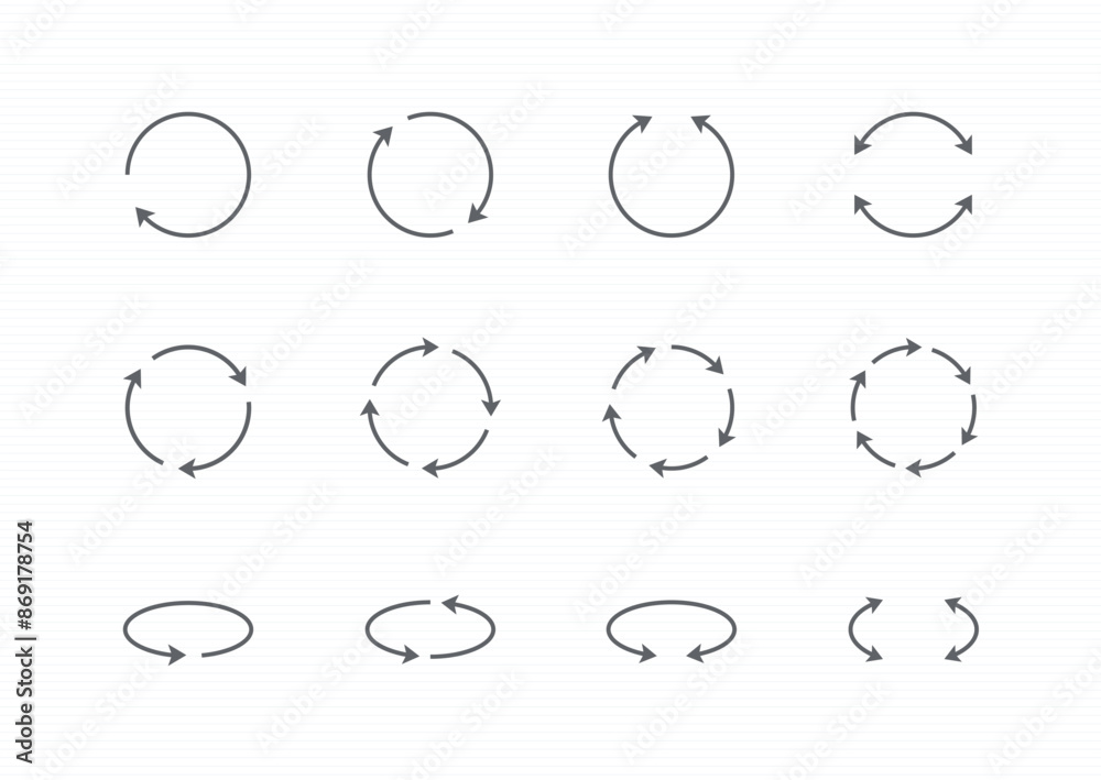 circle, rotate arrow icon set. editable stroke vector illustration circle, rotate arrow icon set. editable stroke vector illustration
