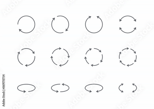 circle, rotate arrow icon set. editable stroke vector illustration