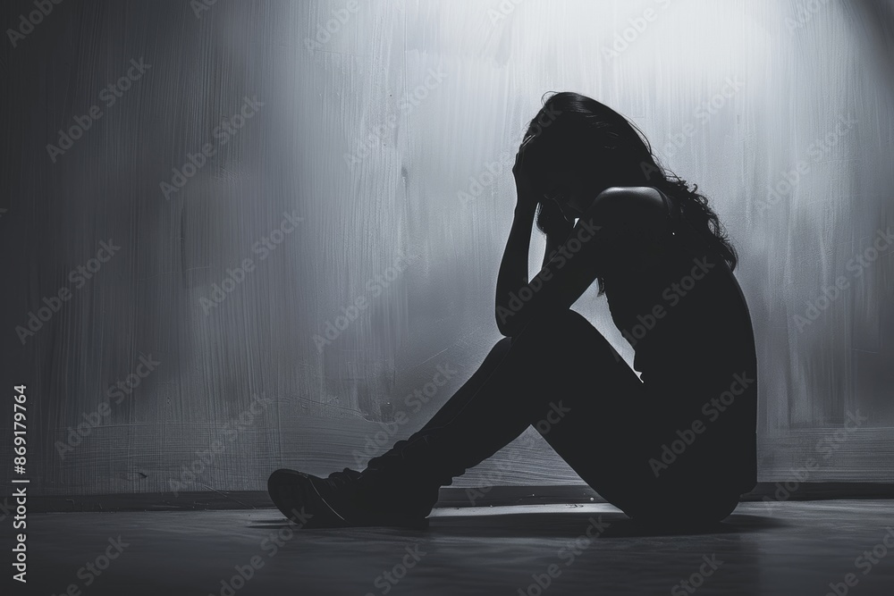 Person crouching, sitting, symbolizing inner pain and suffering. Depression, has stress, anxiety, sickness and headaches, life problems, domestic violence, mental health, thoughts of suicide. Person crouching, sitting, symbolizing inner pain and suffering. Depression, has stress, anxiety, sickness and headaches, life problems, domestic violence, mental health, thoughts of suicide.