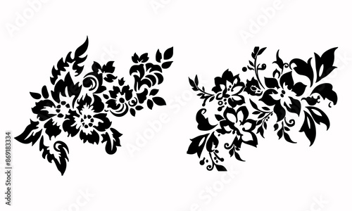 Silhouette floral decoration set collection