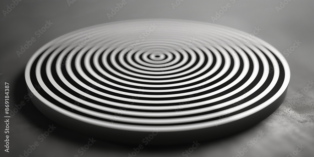 Abstract Circular Pattern with Concentric Rings in Monochrome Design