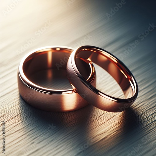 wedding rings on wood