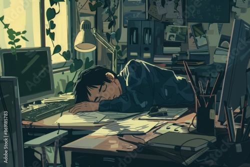 Person dozing off in a chair. Book in their lap, cozy vibe, Generative AI