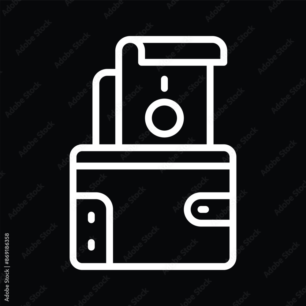 White Suitcase Outline on Black Background White Suitcase Outline on Black Background