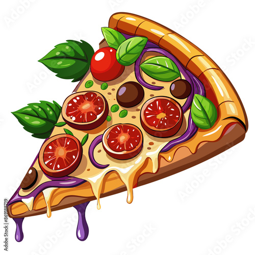 Eggplant Parm Pizza SLICE WHITE BACKGROUND