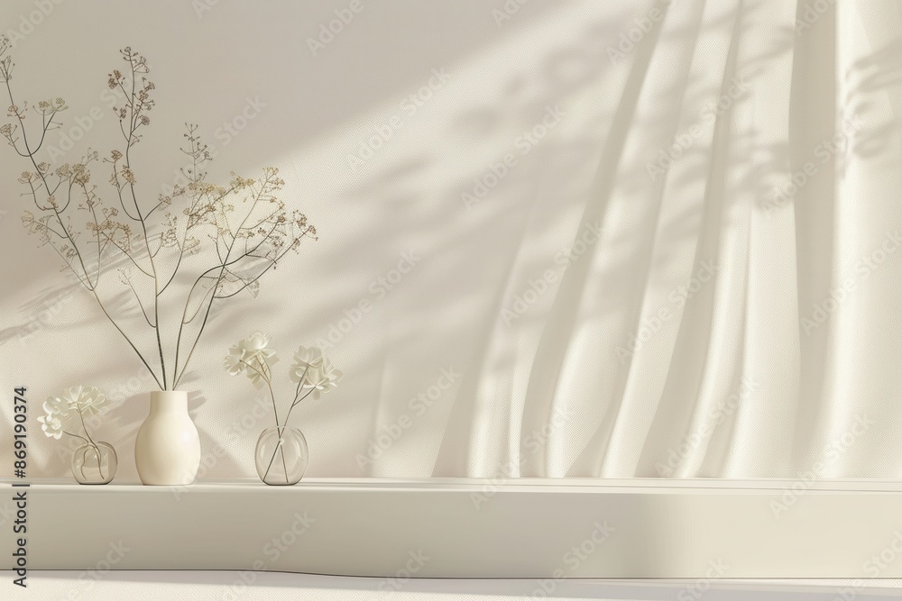 A simple yet elegant still life featuring a white ceramic vase filled with delicate white flowers, set against a backdrop of a sunlit window. Generative AI A simple yet elegant still life featuring a white ceramic vase filled with delicate white flowers, set against a backdrop of a sunlit window. Generative AI