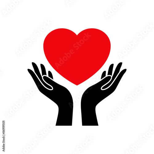 Logo con silueta de manos de mujer con la palma hacia arriba sujetando un corazón