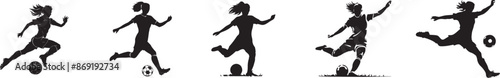 Woman soccer player silhouette icon vector