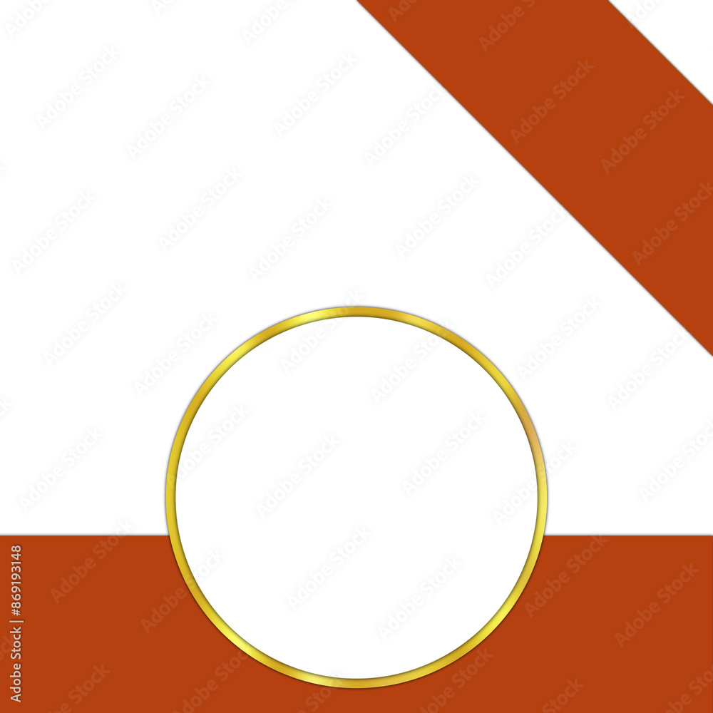 Premium Round Text Frame with Orange Ribbon, Isolated on White Premium Round Text Frame with Orange Ribbon, Isolated on White